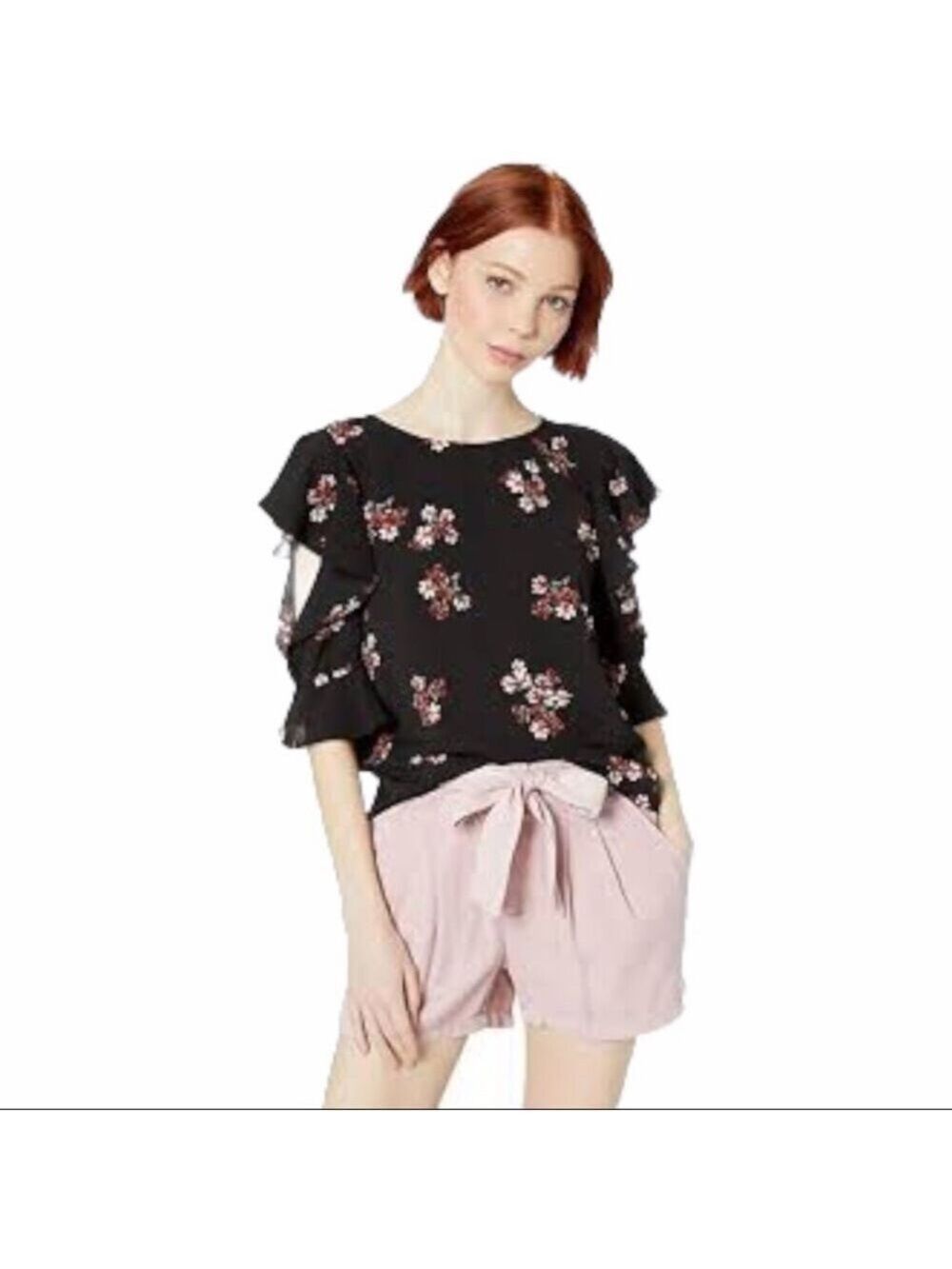 Bb Dakota By Your Sleeve Cold Shoulder Floral Blouse, size XS
